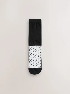 Next Noir/blanc à pois/rayures - Semelle intérieure Ankle Socks 4 Pack New