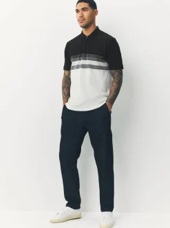 Next Noir/Blanc - Polo 100% coton à manches courtes et col zippé Clearance