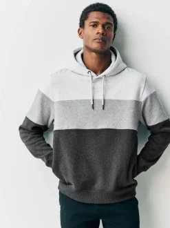 Next Noir/Blanc - Sweat à capuche à enfiler - Sweat-shirt color block Outlet