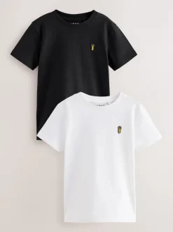 Next Noir/Blanc - T-shirt brodé Manches courtes Stag 2 Pack (3-16ans)