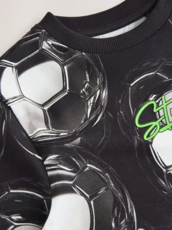 Next - T-shirt imprimé régulier à manches courtes (3-16ans) Noir/blanc football New