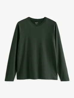 Next Noir/Blanc/Bleu marine/Vert/Rouge bordeaux - Ajustement régulier - T-shirt à coupe classique à manches longues en coton 100 %, lot de 5 Clearance