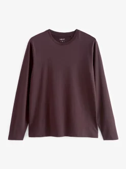 Next Noir/Blanc/Bleu marine/Vert/Rouge bordeaux - Ajustement régulier - T-shirt à coupe classique à manches longues en coton 100 %, lot de 5 Clearance