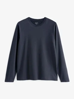 Next Noir/Blanc/Bleu marine/Vert/Rouge bordeaux - Ajustement régulier - T-shirt à coupe classique à manches longues en coton 100 %, lot de 5 Clearance