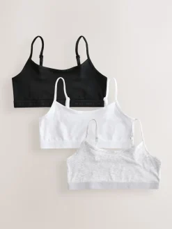 Next Noir/Blanc/Gris - Strappy Raccourci Hauts 3 Lot (5-16ans)