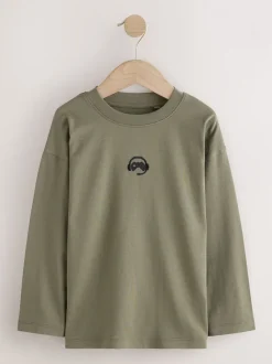 Next Noir/Blanc/Gris Marl/Kaki - Lot de 4 petits t-shirts graphiques à manches longues (3-16ans) Discount