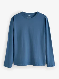 Next Noir/Blanc/Gris/Bleu - Slim Fit (Slim Fit) - T-shirt à coupe classique à manches longues en coton 100 %, lot de 5 Outlet