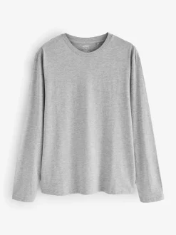 Next Noir/Blanc/Gris/Bleu - Slim Fit (Slim Fit) - T-shirt à coupe classique à manches longues en coton 100 %, lot de 5 Outlet