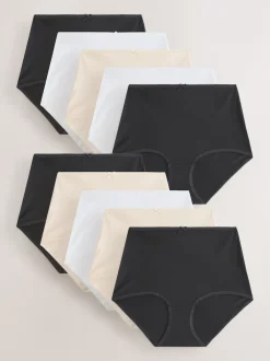 Next Noir/Blanc/Pastel Rose Nude - Lot de 10 caleçons en coton Slip gainant Hot