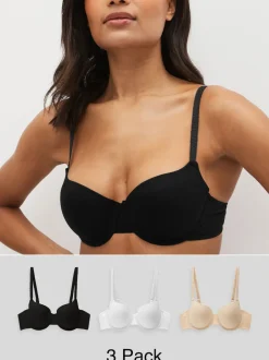 Next Noir/Blanc/Pastel Rose Nude - Lot de 3 soutiens-gorge en mélange de coton Ultimate Comfort Balconnets rembourrés Sale