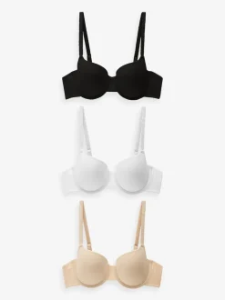Next Noir/Blanc/Pastel Rose Nude - Lot de 3 soutiens-gorge en mélange de coton Ultimate Comfort Balconnets rembourrés Sale