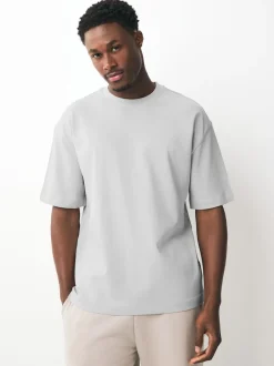 Next Noir/blanc/pierre/marine/gris - Lot de 5 t-shirts épais à coupe décontractée