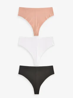 Next Noir/Blanc/Ppraline Nude - Lot 3 culottes invisibles et confortables String taille haute Outlet