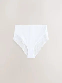 Next Noir/Blanc/Ppraline Nude - Lot de 3 culottes taille haute en microfibre et dentelle Sale