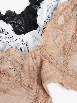 Next Noir/Blanc/Ppraline Nude - Soutien-gorge en dentelle DD+ 3 Pack Outlet