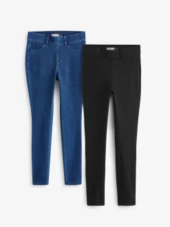 Next Noir/Bleu - Jersey pleine longueur Denim Leggings 2 Lot Sale