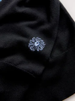 Next - Pull col rond riche en coton au toucher doux Noir/Bleu à Rayure Fleurie Discount