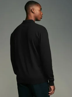 Next Noir/bleu marine - Manches longues Polos en tricot 2 Lot New