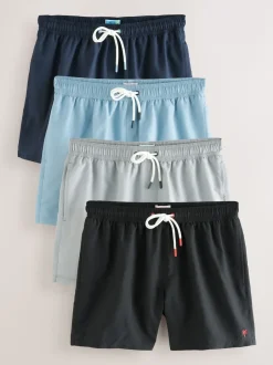 Next Noir/bleu marine/bleu clair/gris - Shorts de bain essentiels 4 Pack Outlet