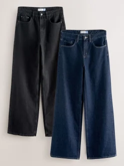 Next Noir/bleu rincé - Lot de 2 jeans à jambe large Clearance