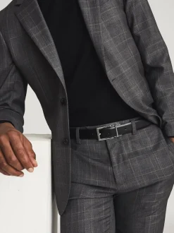 Reiss Noir/Brun - Ceinture Ricky en cuir Réversible New