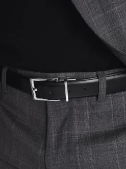 Reiss Noir/Brun - Ceinture Ricky en cuir Réversible New