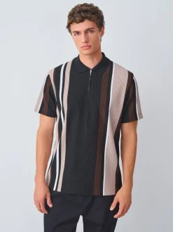 Next Noir/Brun - Polos à quart de tour Vertical Rayure New