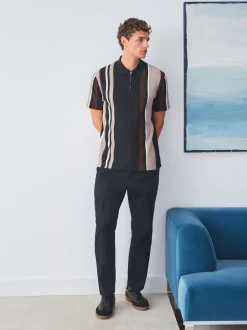 Next Noir/Brun - Polos à quart de tour Vertical Rayure New