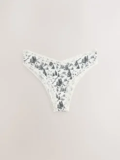 Next Noir/Crème - Lot de 4 culottes en coton et dentelle Coupe très échancrée Outlet