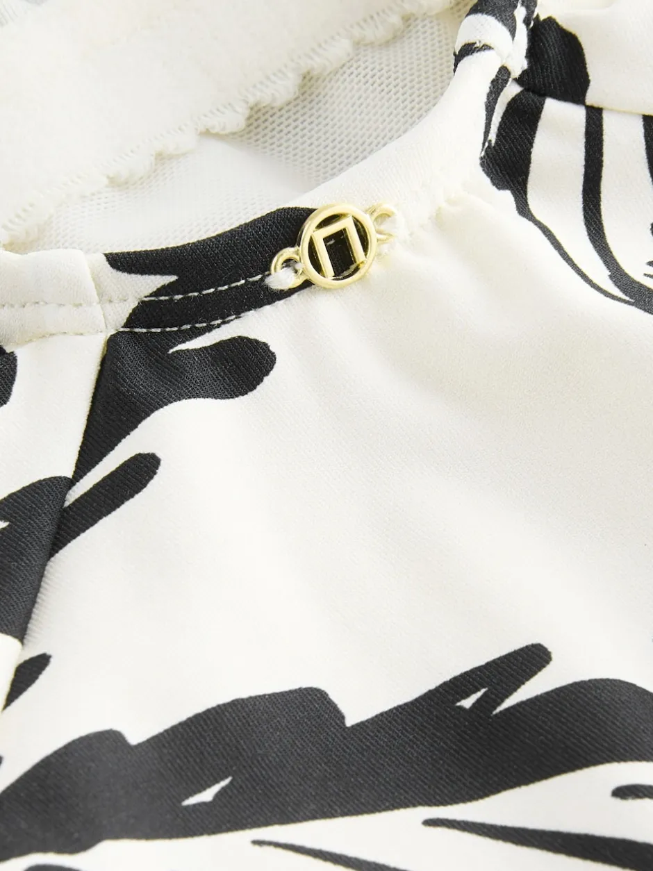 Next - Maillot de bain gainant le ventre froncé Noir/Crème Palmier Best