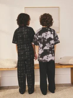 Next - Lot de 2 pyjamas à manches longues (3-16ans) Noir/Crâne gris