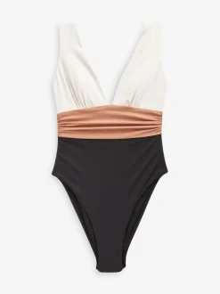 Next Noir/Ecru/Beige - Maillot de bain gainant pigeonnant
