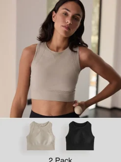 Next Noir/grège - Lot de 2 soutiens-gorge de sport sans coutures à col montant et impact modéré Best