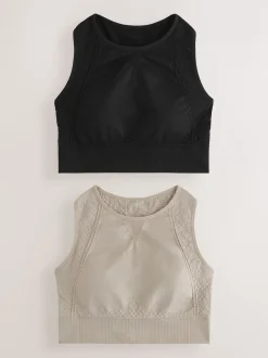 Next Noir/grège - Lot de 2 soutiens-gorge de sport sans coutures à col montant et impact modéré Best