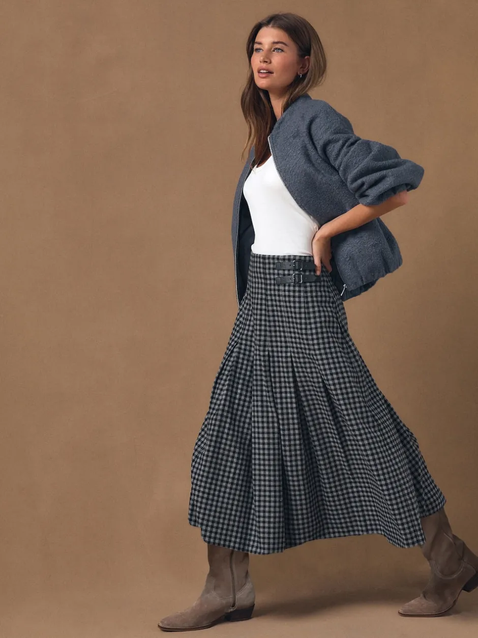 Next Noir/Gris - Jupe mi-longue kilt vichy Online