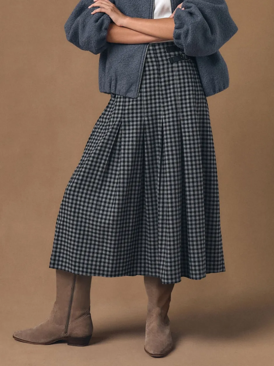 Next Noir/Gris - Jupe mi-longue kilt vichy Online