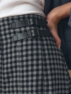 Next Noir/Gris - Jupe mi-longue kilt vichy Online