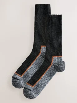 Next Noir/Gris - Lot de 2 chaussettes de Vêtements de travail thermiques Best
