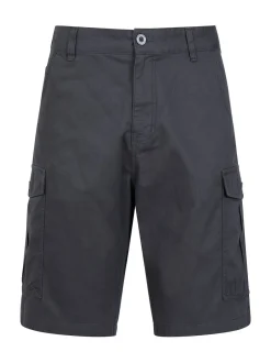 Mountain Warehouse - Mens Lakeside 100% Cotton Cargo Shorts Noir/Gris Clearance
