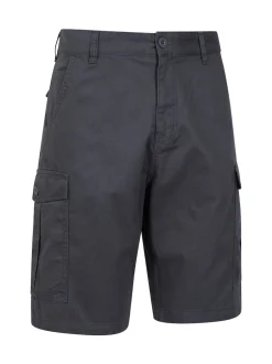 Mountain Warehouse - Mens Lakeside 100% Cotton Cargo Shorts Noir/Gris Clearance