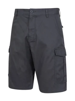 Mountain Warehouse - Mens Lakeside 100% Cotton Cargo Shorts Noir/Gris Clearance