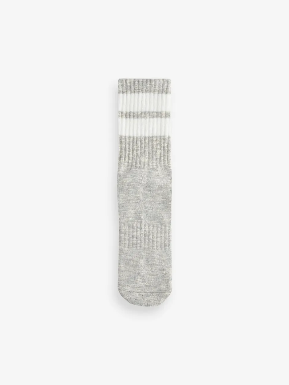 Next Noir/Gris - Rayure Cushion Sole Ribbed Sport Ankle Socks 3 Lot With Arch Support Outlet