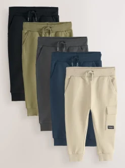 Next Noir/gris anthracite/Beige Sable/vert kaki - Lot de 5 joggings (3mois-7ans) Sale