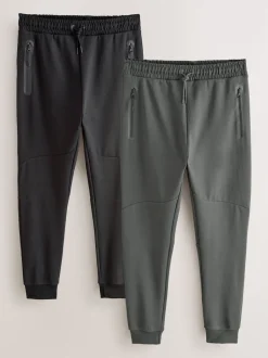 Next Noir/gris ardoise - Lot de 2 pantalons de jogging Interlock doux au toucher à chevilles Sale