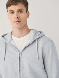 Next Noir/gris chiné - Lot de 2 sweats à capuche zippés en jersey épais coton riche