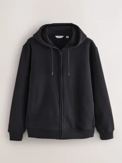 Next Noir/gris chiné - Lot de 2 sweats à capuche zippés en jersey épais coton riche