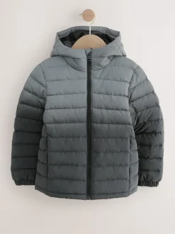 Next - Veste matelassée à capuche de poids moyen (3-17ans) Noir/gris réfléchissant New
