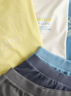 Next - Pyjama court 3 Pack (3-16ans) noir/gris/jaune New