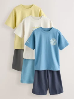 Next - Pyjama court 3 Pack (3-16ans) noir/gris/jaune New