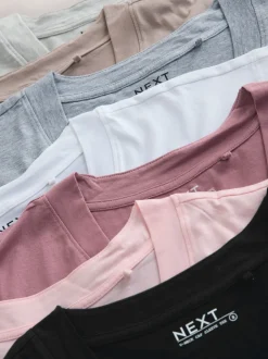 Next Noir/gris/rose - Lot de 7 T-shirts à mancherons Online